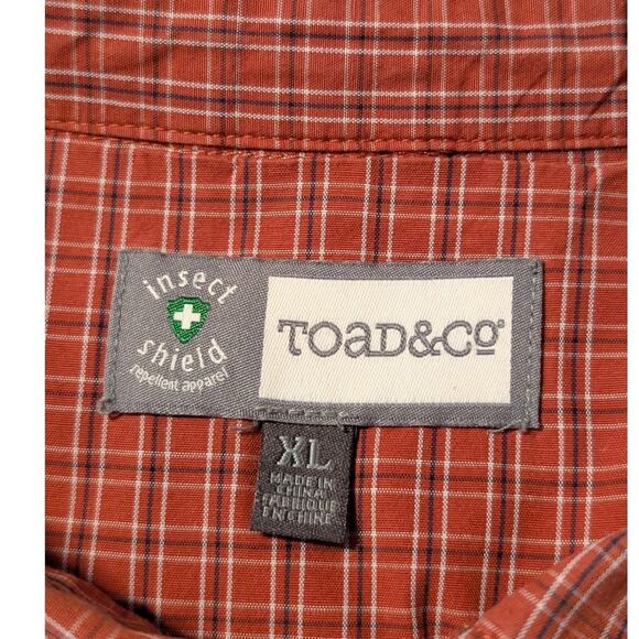 Toad & Co. Insect Shield Repellant Apparel Red Plaid Button Down Shirt Sz XL - Picture 3 of 13